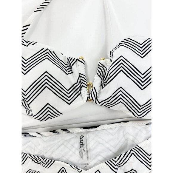 Charlie by Matthew Zink MZ Vita Bandeau Halter Bikini 2pc Set Chevron Sz Large - Picture 3 of 9